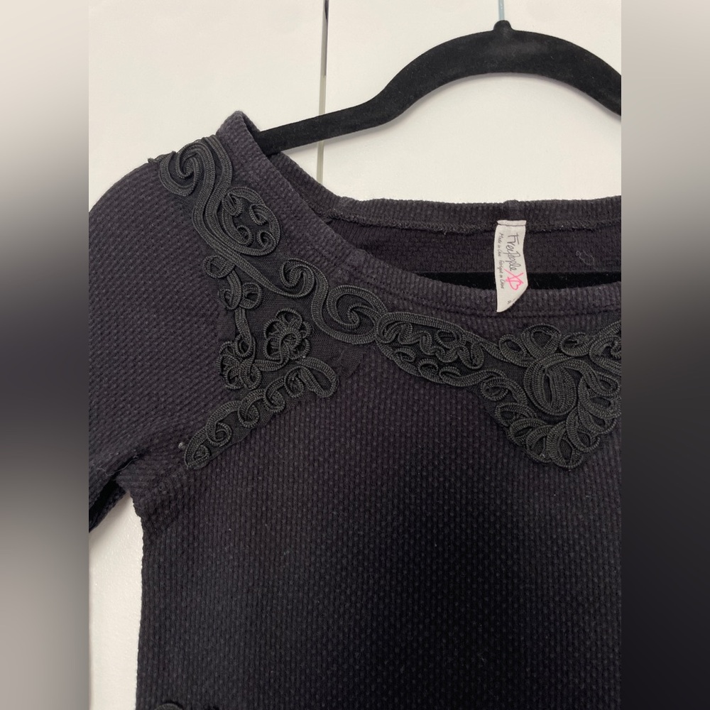 Free People Black Thermal Long-Sleeve Top - Picture 2 of 5